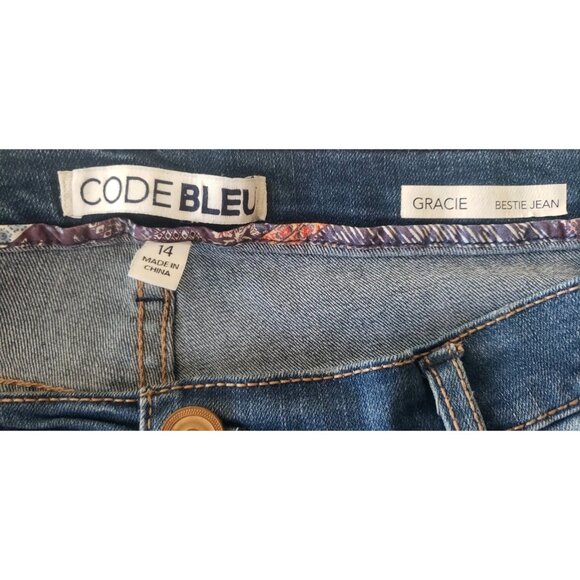 CODE BLEU GRACIE BESTIE JEAN APPLIQUE FRONT DENIM JEANS SZ 14 - Picture 6 of 7